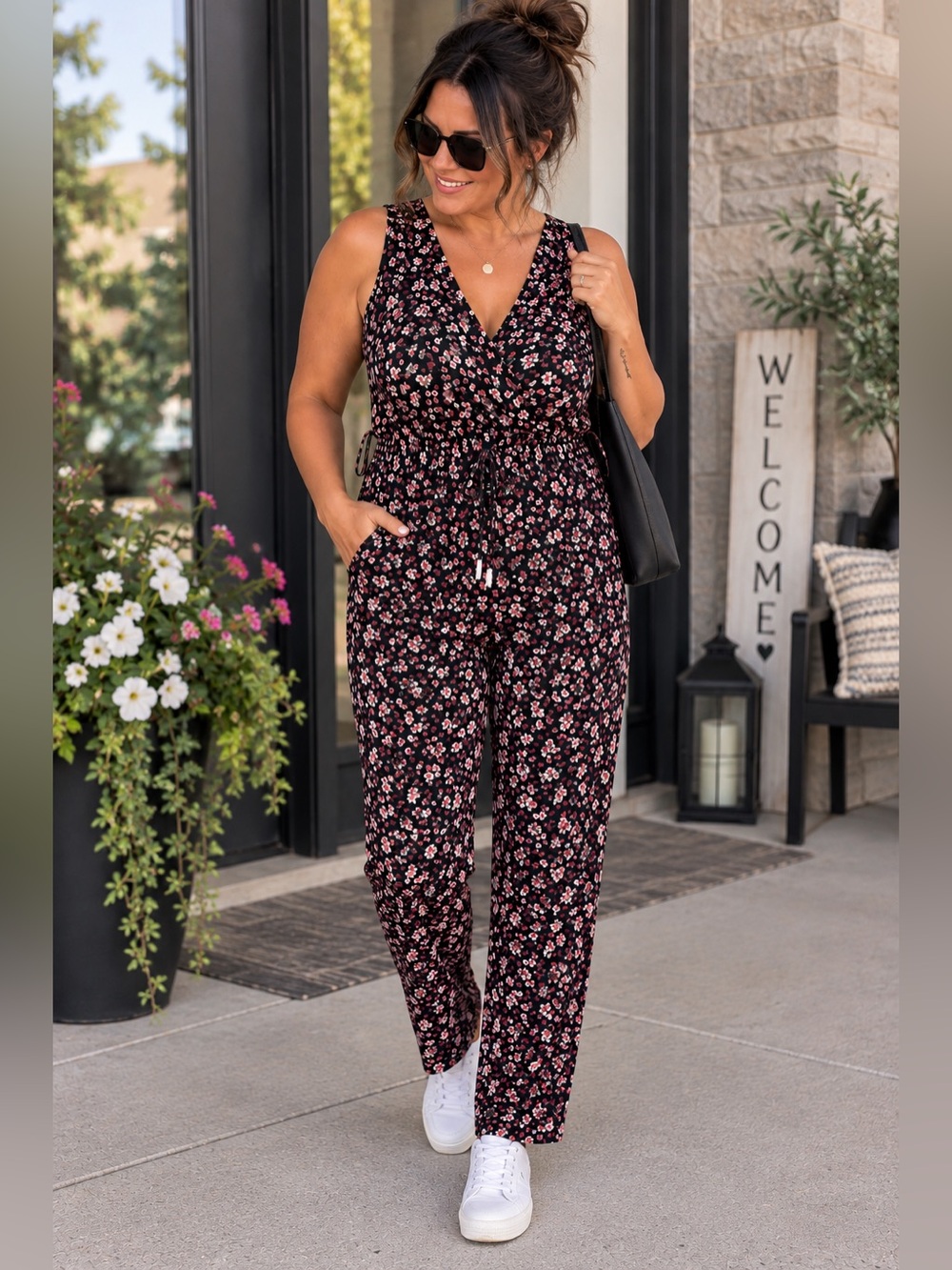 NWT Penningtons Black Floral Sleeveless Jumpsuit
